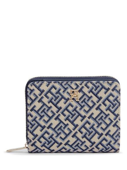 Tommy Hilfiger Monogram Jacquard Zip-Around Purse, Navy, Navy