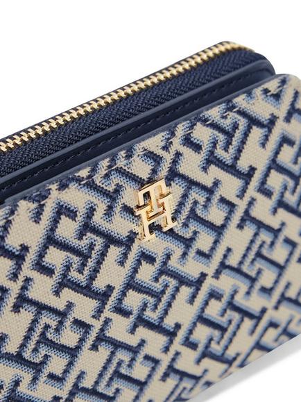 Tommy Hilfiger Monogram Jacquard Zip-Around Purse, Navy - view 2, Navy