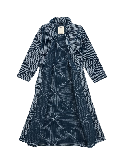 OAS Varena Longo Cotton Robe, Blue - view 2, Blue