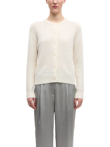 Samsøe Samsøe Short Button Front Round Neck Cardigan, Black, Cream