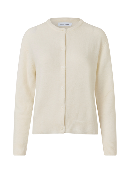Samsøe Samsøe Short Button Front Round Neck Cardigan, Black - view 2, Cream