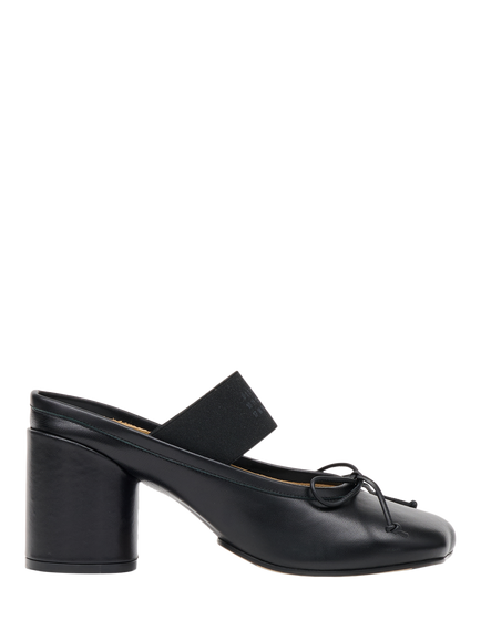 MM6 Maison Margiela Anatomic Numeric Leather Block Heel Sandals, Black, Black
