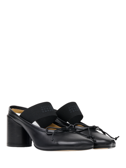 MM6 Maison Margiela Anatomic Numeric Leather Block Heel Sandals, Black - view 2, Black