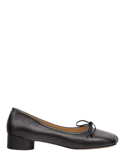 MM6 Maison Margiela Anatomic Leather Ballerina Pumps, Black, Black