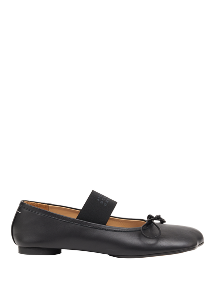 MM6 Maison Margiela Anatomic Numeric Leather Ballerina Pumps, Black, Black