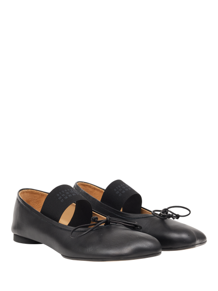 MM6 Maison Margiela Anatomic Numeric Leather Ballerina Pumps, Black - view 2, Black