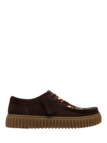 Clarks Torhill Cow Print Lace Up Lo Shoes, Brown Combi, Brown Combi