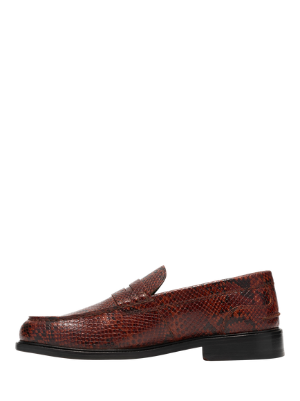 Clarks Craft James Lo Textured Leather Loafers, Brown Snake - view 2, Brown Snake