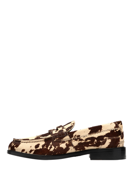Clarks Craft James Leather Loafers, Brown Cow Print - view 2, Brown Cow Print