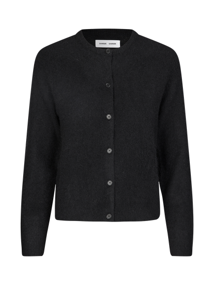 Samsøe Samsøe Short Button Front Round Neck Cardigan, Black - view 2, Black