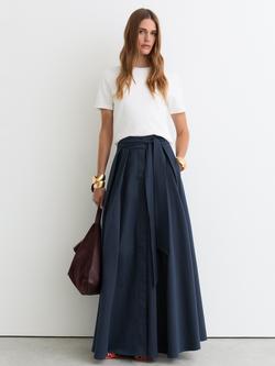 Reiss Simone Pleated Maxi Skirt, Navy, Navy
