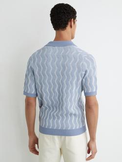 Reiss Johnny Wave Knit Cuban Collar Shirt, Soft Blue - view 2, Soft Blue