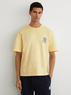 Reiss Baxter Monogram Citrus Print Relaxed Fit Cotton T-Shirt, Yellow, Yellow
