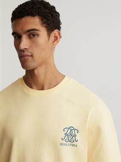 Reiss Baxter Monogram Citrus Print Relaxed Fit Cotton T-Shirt, Yellow - view 2, Yellow