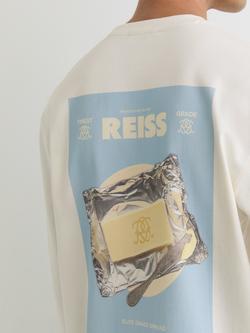 Reiss Shelby Monogram Butter Print Long Sleeve Relaxed Fit Cotton T-Shirt, White - view 2, White