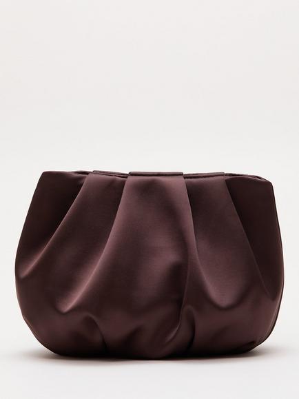 Phase Eight Satin Cloud Clutch Bag, Brown, Brown