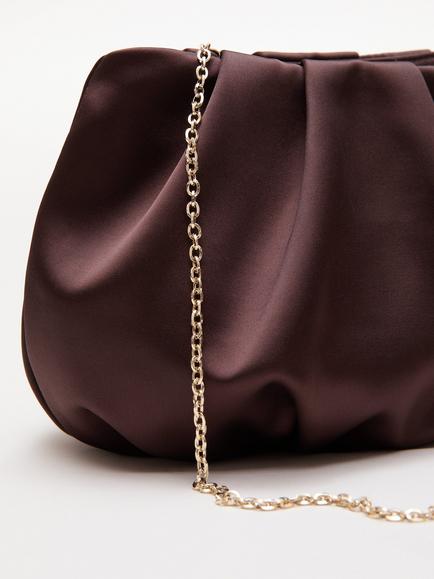 Phase Eight Satin Cloud Clutch Bag, Brown - view 2, Brown