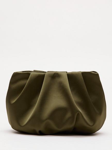 Phase Eight Satin Cloud Clutch Bag, Dark Green, Dark Green