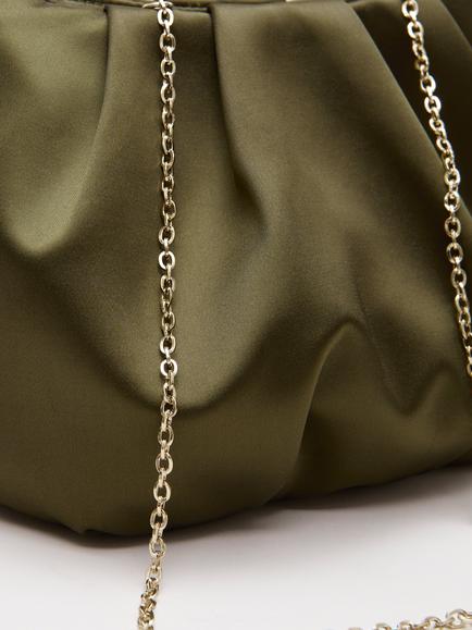 Phase Eight Satin Cloud Clutch Bag, Dark Green - view 2, Dark Green