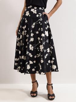 Phase Eight Mavis Floral Skirt, Black/Ivory, Black/Ivory