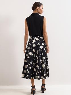 Phase Eight Mavis Floral Skirt, Black/Ivory - view 2, Black/Ivory