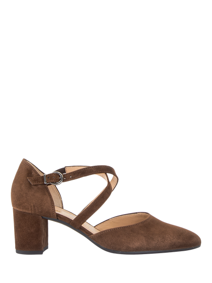 Gabor Gisele Suede Cross Strap Court Shoes, Cacao, Cacao