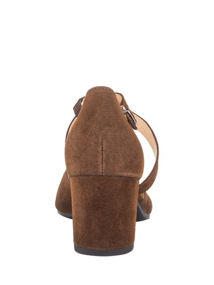 Gabor Gisele Suede Cross Strap Court Shoes, Cacao - view 2, Cacao