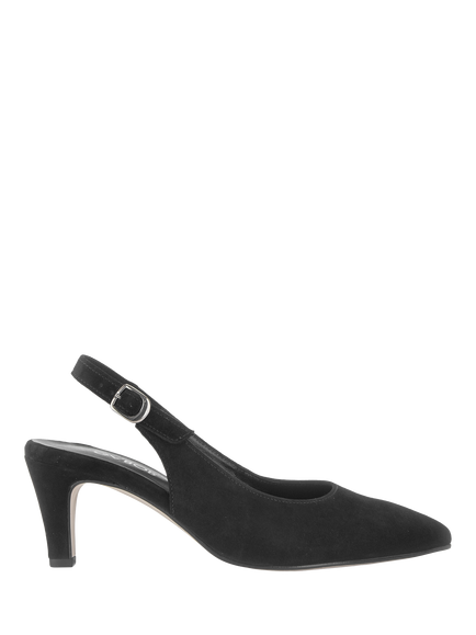 Gabor Lazona Wide Fit Slingback Suede Court Shoes, Black, Black