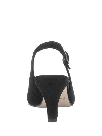 Gabor Lazona Wide Fit Slingback Suede Court Shoes, Black - view 2, Black
