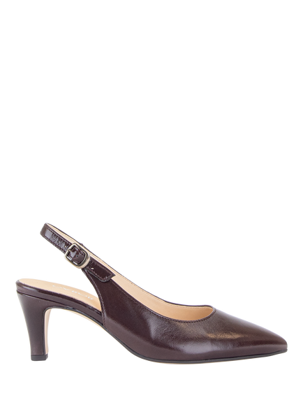 Gabor Lazona Wide Fit Slingback Leather Court Shoes, Mocca, Mocca