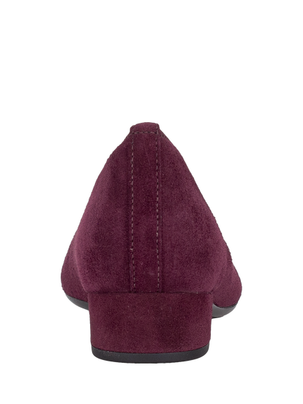 Gabor Betty Suede Low Heel Court Shoes, Mulberry - view 2, Mulberry