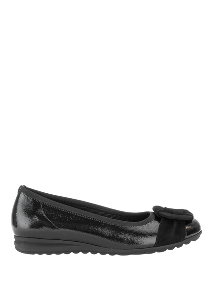 Gabor Forrest Wide Fit Patent Leather Ballerina Pumps, Black Patent, Black Patent