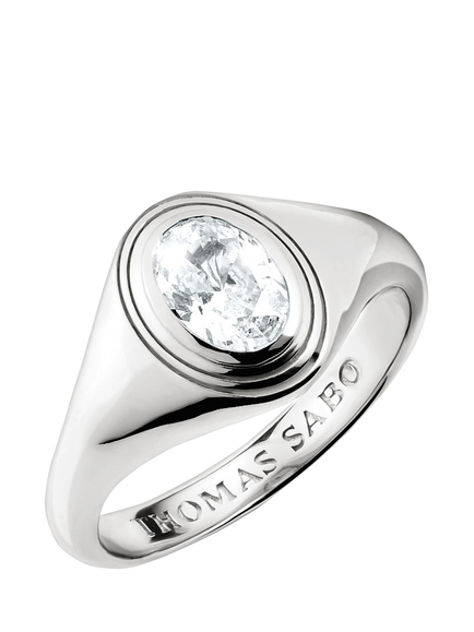 THOMAS SABO Oval Zirconia Ring, Silver, One Size, Silver