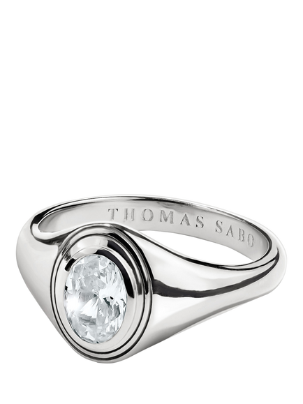 THOMAS SABO Oval Zirconia Ring, Silver, One Size - view 2, Silver