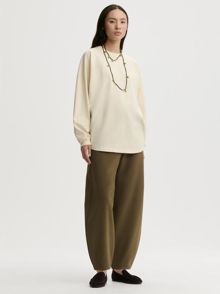 By Malene Birger Carala Crew Neck Cotton Knit Jumper, Cream - view 2, Cream