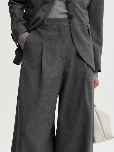 By Malene Birger Povilanna Relaxed Tailored Trousers, Dark Grey Melange - view 2, Dark Grey Melange