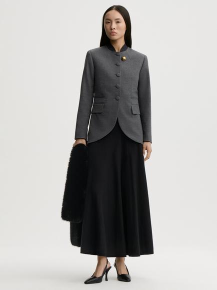 By Malene Birger Claye Fabric Button Front Blazer, Dark Grey Melange - view 2, Dark Grey Melange