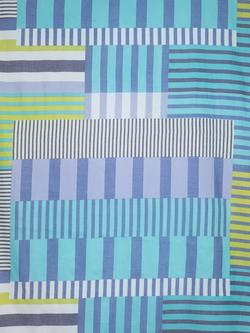 chesca Patchwork Striped Rectangular Scarf, Blue/Lime - view 2, Blue/Lime