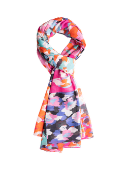 chesca Patchwork Leopard Print Rectangular Scarf, Pink/Multi, Pink/Multi