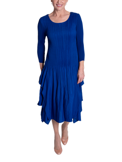 chesca Undulating Hem Midi Dress, Cobalt, Cobalt