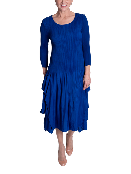 chesca Undulating Hem Midi Dress, Cobalt, Cobalt
