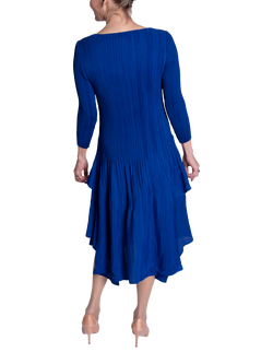 chesca Undulating Hem Midi Dress, Cobalt - view 2, Cobalt