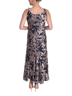 chesca Sleeveless Satin Devoree Dress, Pewter/Gold - view 2, Pewter/Gold