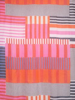 chesca Patchwork Striped Rectangular Scarf, Pink/Red - view 2, Pink/Red