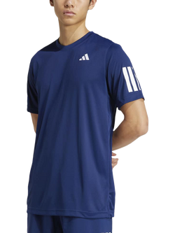 adidas Club Tennis Climacool 3 Stripe T-Shirt, Dark Blue