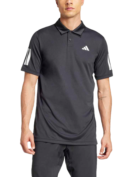 adidas Club Tennis 3 Stripe Polo Shirt, Black
