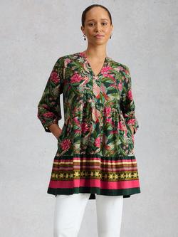 White Stuff Marta Floral Tunic Top, Green, Green