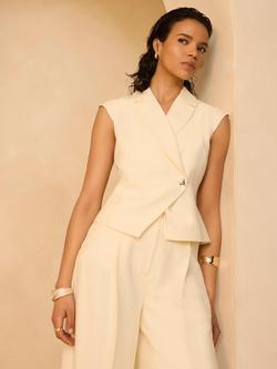 Mint Velvet Asymmetric Tailored Waistcoat, Cream, Cream