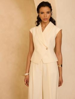 Mint Velvet Asymmetric Tailored Waistcoat, Cream - view 2, Cream