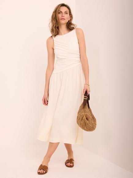 Mint Velvet Assym Jersey Midi Dress, Cream, Cream